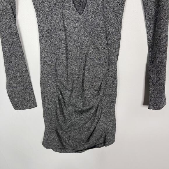 New Express XSmall XS Heather Gray Bodycon Ruched Long Sleeve Dress Scoop Neck - Picture 6 of 10